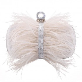 Women Nina Shoes Bridal Shoes | Lara Ivory Feather Embellished Minaudiere
