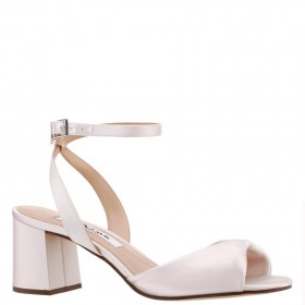 Women Nina Shoes Bridal Shoes | Nigella Ivory Satin Block-heel Sandals With Twist-front And Ankle-strap