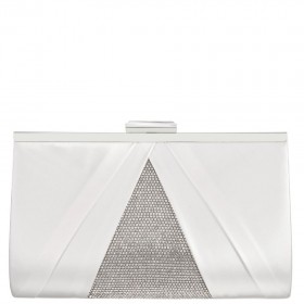 Women Nina Shoes Bridal Shoes | Ophelia White Pleated Satin Frame Clutch