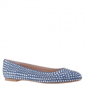 Women Nina Shoes Flats & Wedges | Paula Blue Denim With Clear Rhinestones Ballet Flat