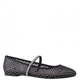 Women Nina Shoes Flats & Wedges | Peggy Black Mesh With Clear Rhinestones Ballet Flats With Rhinestone Band