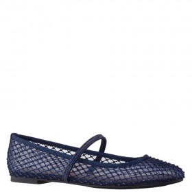 Women Nina Shoes Flats & Wedges | Peggy Navy Mesh With Navy Rhinestones Ballet Flats With Rhinestone Band