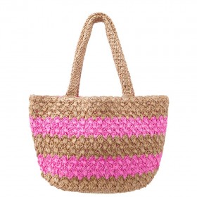 Women Nina Shoes Handbags | Adah Natural/pink Paper Raffia Tote Bag