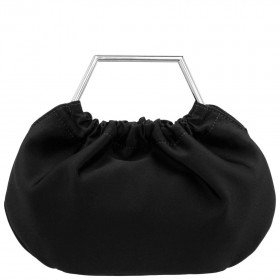 Women Nina Shoes Handbags | Allison Black Metal Handle Satin Pouch Bag