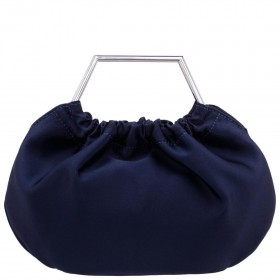 Women Nina Shoes Handbags | Allison Navy Metal Handle Satin Pouch Bag