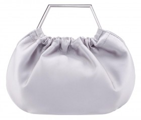 Women Nina Shoes Handbags | Allison Silver Metal Handle Satin Pouch Bag