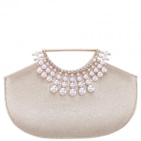 Women Nina Shoes Handbags | Alyssa Platino Textured Metallic Pu Handle Bag