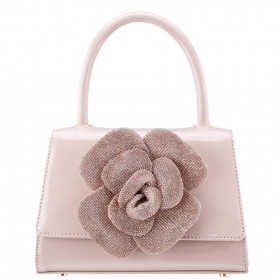 Women Nina Shoes Handbags | Aubrey Pearl Rose Patent Pu/glass Crystal Handle Satchel