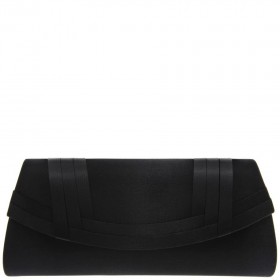 Women Nina Shoes Handbags | Avis Black Satin Pleated Clutch