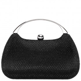 Women Nina Shoes Handbags | Brando Black Crystal Minaudiere With Metal Handle