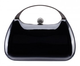 Women Nina Shoes Handbags | Brando Black Patent/glass Crystal Minaudiere