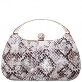 Women Nina Shoes Handbags | Brando Ivory Metallic Snake Pu Minaudiere