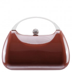 Women Nina Shoes Handbags | Brando Mocha Patent/glass Crystal Minaudiere