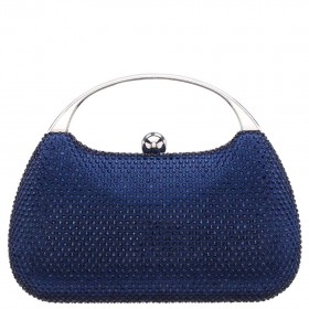 Women Nina Shoes Handbags | Brando Navy Crystal Minaudiere With Metal Handle