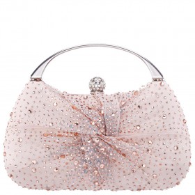Women Nina Shoes Handbags | Brando Pearl Rose Chiffon/satin/glass Crystal Minaudiere