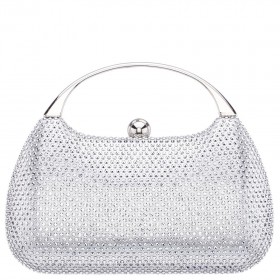 Women Nina Shoes Handbags | Brando Silver Crystal Minaudiere With Metal Handle