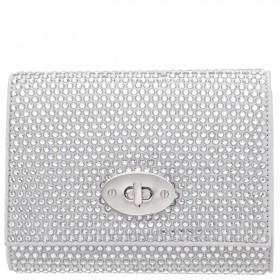Women Nina Shoes Handbags | Cilian Silver Glass Crystal Flap Clutch