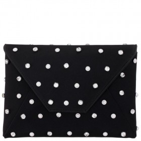 Women Nina Shoes Handbags | Cole Black Pearl/crystal Adorned Square Envelope Clutch