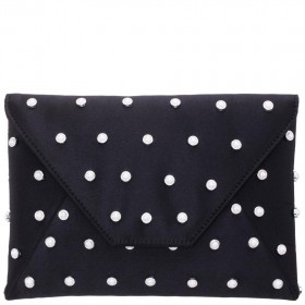 Women Nina Shoes Handbags | Cole Black/ivory Pearl Adorned Square Envelope Clutch