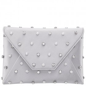 Women Nina Shoes Handbags | Cole Silver Crystal Adorned Square Envelope Clutch | Nina É