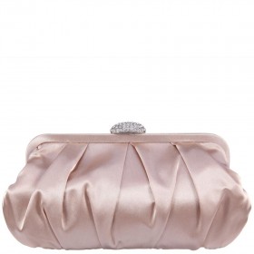 Women Nina Shoes Handbags | Concord Champagne Pleated Frame Clutch With Crystal Clasp