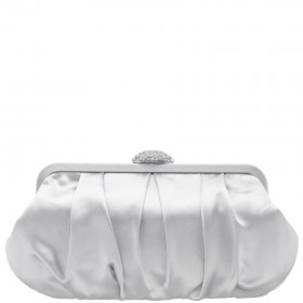 Women Nina Shoes Handbags | Concord New Silver Pleated Frame Clutch With Crystal Clasp
