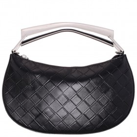Women Nina Shoes Handbags | Cory Black Metallic Faux Woven Pu Handle Bag