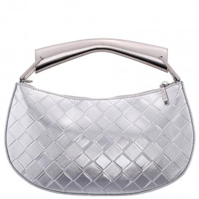 Women Nina Shoes Handbags | Cory Silver Metallic Faux Woven Pu Handle Bag