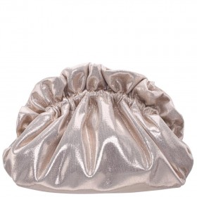 Women Nina Shoes Handbags | Cristy Platino Metallic Gathered Crossbody Pouch Bag