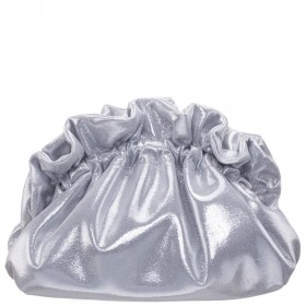 Women Nina Shoes Handbags | Cristy True Silver Metallic Gathered Crossbody Pouch Bag
