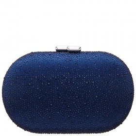 Women Nina Shoes Handbags | Dally Navy Allover Crystal Oval Minaudiere