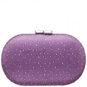 Women Nina Shoes Handbags | Dally Violet Allover Crystal Oval Minaudiere