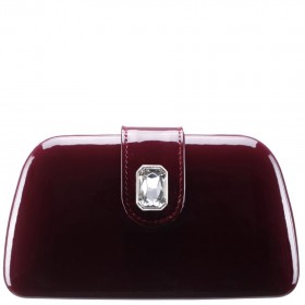 Women Nina Shoes Handbags | Danni Bordeaux Large Crystal Embellished Tab Minaudiere