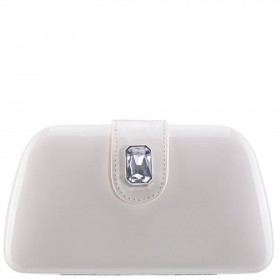 Women Nina Shoes Handbags | Danni Ecru Patent Pu/glass Crystal Minaudiere