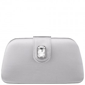 Women Nina Shoes Handbags | Danni Silver Large Crystal Embellished Tab Minaudiere