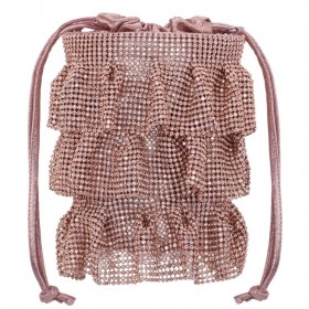 Women Nina Shoes Handbags | Elegant Rose Gold 3 Tiered Crystal Mesh Pouch Bag