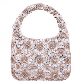 Women Nina Shoes Handbags | Elia Platino Sequins/plastic Beads/glass Crystal Hobo Bag