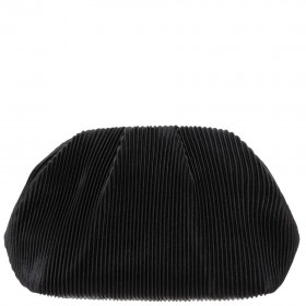 Women Nina Shoes Handbags | Emmy Black Metallic Pleated Frame Clutch