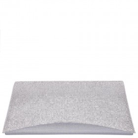 Women Nina Shoes Handbags | Enid Silver Satin/glass Crystal Clutch