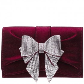 Women Nina Shoes Handbags | Etta Bordeaux Metallic Shine Fabric Clutch