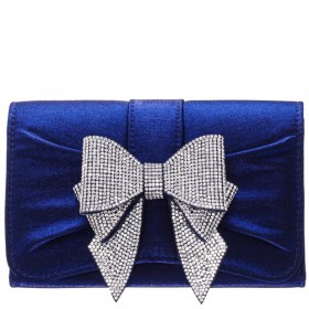 Women Nina Shoes Handbags | Etta Navy Metallic Shine Fabric Clutch