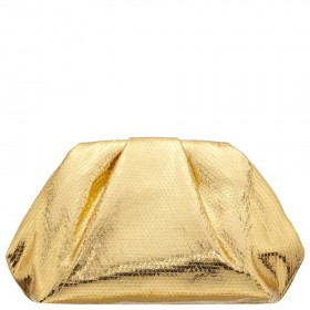 Women Nina Shoes Handbags | Eva Gold Metallic Pleated Frame Clutch