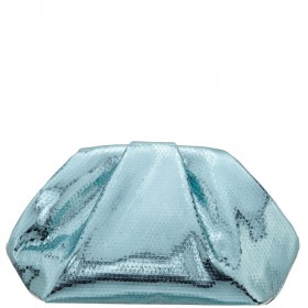 Women Nina Shoes Handbags | Eva Sea Green Metallic Pleated Frame Clutch