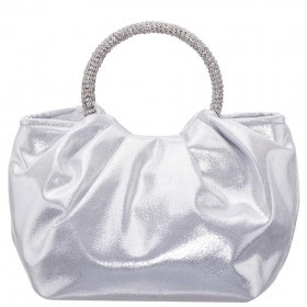 Women Nina Shoes Handbags | Fancy Silver Reflective Suedette Satchel