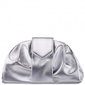 Women Nina Shoes Handbags | Fedra Silver Leated Metallic Soft Clutch