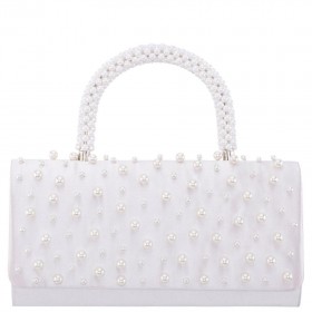 Women Nina Shoes Handbags | Gaia Ivory Satin/plastic Pearl Handle Satchel