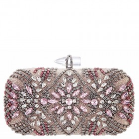 Women Nina Shoes Handbags | Gelsey Pink Crystal Embellished Minaudiere