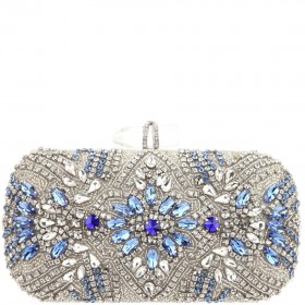 Women Nina Shoes Handbags | Gelsey Silver Crystal Embellished Minaudiere