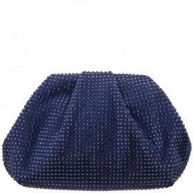 Women Nina Shoes Handbags | Indulge Navy Crystal Encrusted Frame Satchel