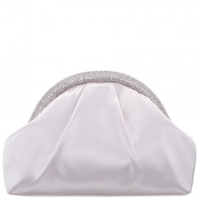 Women Nina Shoes Handbags | Jane Ivory Satin/glass Crystal Frame Clutch